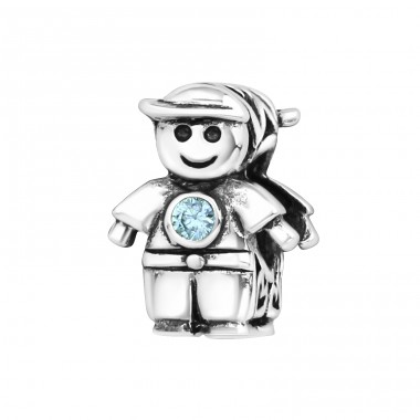 Boy with cap - 925 Sterling Silver Beads With Zirconia Or Crystal A4S22111