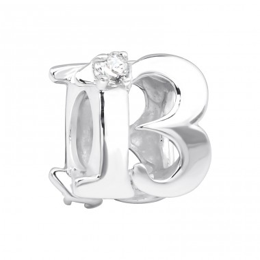 Number Thirteen - 925 Sterling Silver Beads with Zirconia or Crystal A4S3653