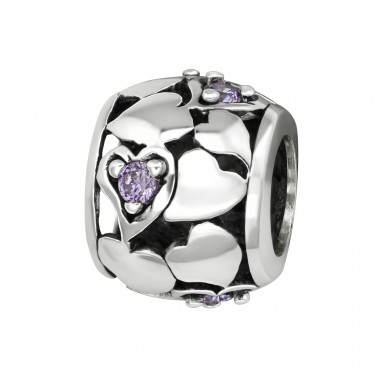 Heart - 925 Sterling Silver Beads with Zirconia or Crystal A4S3783