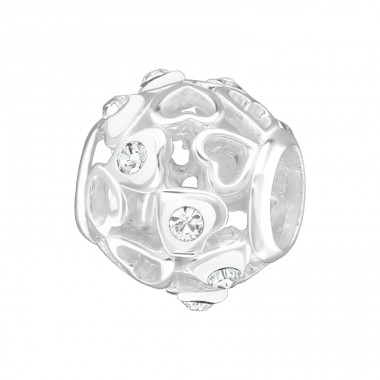 Full of Hearts - 925 Sterling Silver Beads With Zirconia Or Crystal A4S39075