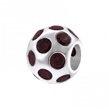 Round - 925 Sterling Silver Beads with Zirconia or Crystal A4S5029