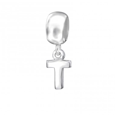 Hanging Initial T - 925 Sterling Silver Beads without stones A4S12078