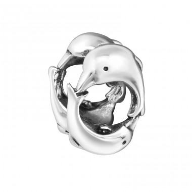 Dolphin jumping - 925 Sterling Silver Beads Without Stones A4S13409