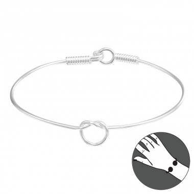Silver Knot Bangle - 925 Sterling Silver Bangles A4S42790