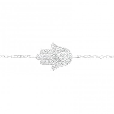 Hamsa hand - 925 Sterling Silver Bracelets With Silver Chain A4S17871