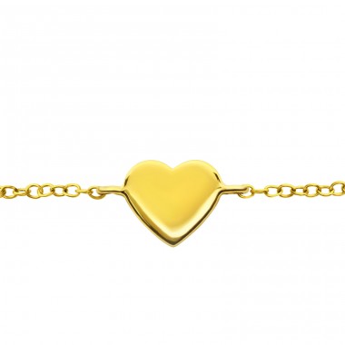 Golden Heart  Bracelets - 925 Sterling Silver Bracelets With Silver Chain A4S23541
