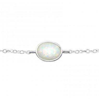 Oval Opal - 925 Sterling Silver Bracelets with silver chain A4S31554