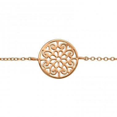 Filigran Antik Muster Roségold - Schmuck Silber 925 Armbänder mit Kette A4S41049