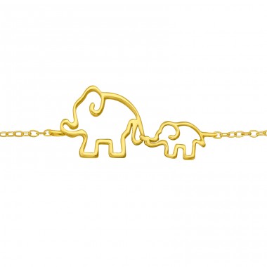 Vergoldetes Mutter-und-Baby-Elefant-Armband - Sterling Silber 925 Armbänder mit Kette A4S42048