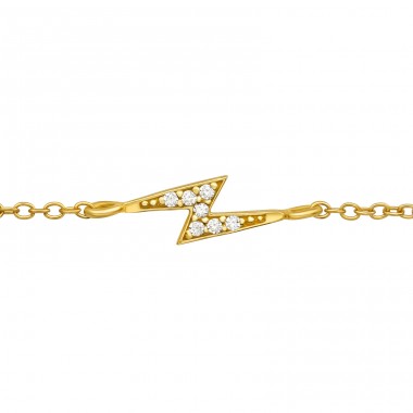 Lightning Bolt gold plated - 925 Sterling Silver Bracelets With Silver Chain A4S44298