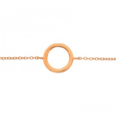 Rosegold Circle - 925 Sterling Silver Bracelets With Silver Chain A4S45213