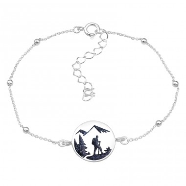 Adventure Hiking - 925 Sterling Silver Bracelets With Silver Chain A4S45646