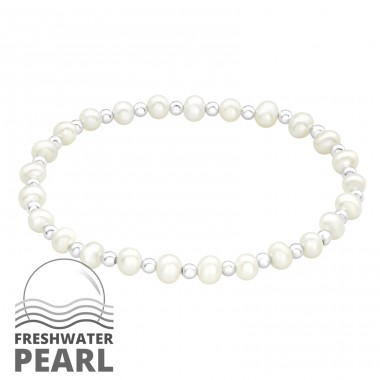 Pearl & Silver balls - 925 Sterling Silver Bracelets With Silver Chain A4S45701