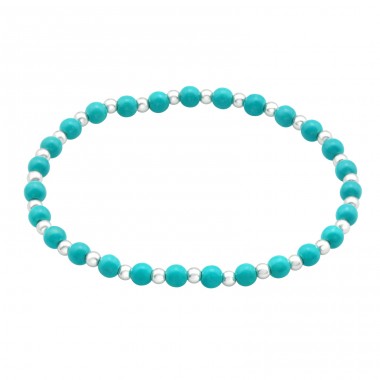 Natural stone with silver balls - 925 Sterling Silver Bracelets With Silver Chain A4S45706