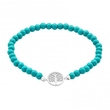 Tree Of Life with natural stones - 925 Sterling Silver Bracelets With Silver Chain A4S45710