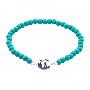 Hiker in the mountain - 925 Sterling Silver Bracelets With Silver Chain A4S45711