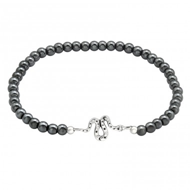 Snake with natural stone - 925 Sterling Silver Bracelets With Silver Chain A4S45714