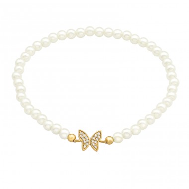 Golden Butterfly with zirconia - 925 Sterling Silver Bracelets With Silver Chain A4S45719
