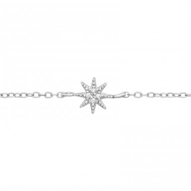 Funkelnder Stern mit Zirkonia - 925Er Silber Armbänder Mit Silberkette A4S49095