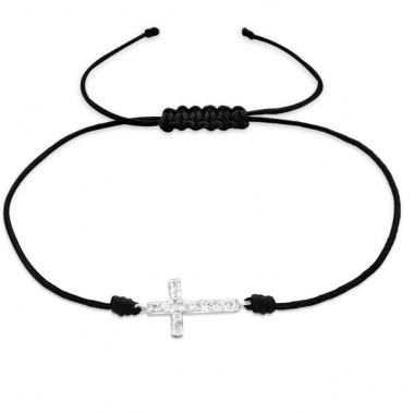 Kreuzen - 925er Silber + Nylonschnur Armbänder mit Kordeln A4S25474