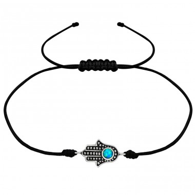 Hamsa - Argint 925 +  Brăţară cu şnur A4S34025