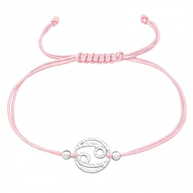 Cancer Zodiac Sign - 925 Sterling Silver + Nylon Cord Bracelets with cords A4S39002