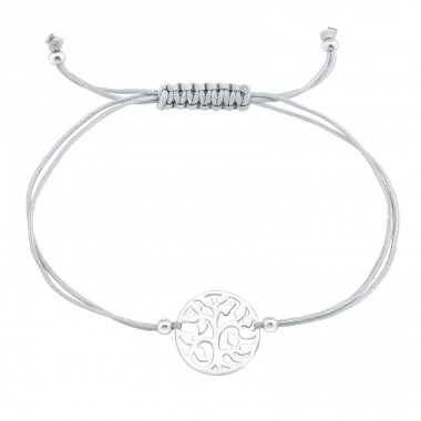 Baum des Lebens - 925er Silber + Nylonschnur Armbänder mit Kordeln A4S39005