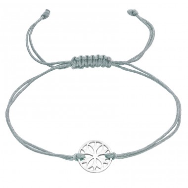 Blume - Silber 925 Armbänder mit Schnur A4S42449