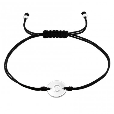 Buchstabe "C" verstellbare Kordel - Nylonschnur + Kordelarmbänder aus 925er Sterlingsilber A4S43602