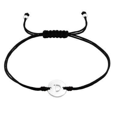 "D" Alphabetbuchstabe für Namen - Nylonschnur + 925er Sterlingsilber-Schmuckschnurarmbänder A4S43603
