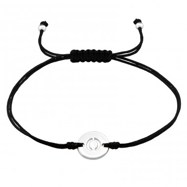 Buchstabe "O" verstellbare Kordel - Nylonschnur + Kordelarmbänder aus 925er Sterlingsilber A4S43614
