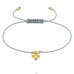 Vergoldete Biene auf grauer Schnur - Nylonschnur + 925er Sterlingsilber-Schnurarmbänder A4S43651