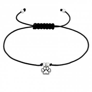 Paw Print oxidized - Nylon Cord + 925 Sterling Silver Bracelets For Kids A4S43657