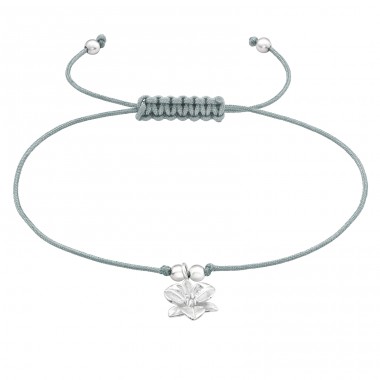 Blume - Nylonschnur + Kordelarmbänder aus 925er Sterlingsilber A4S43661