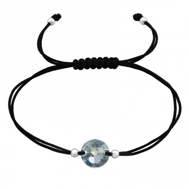 Großer runder Kristall - Nylonschnur + 925er Sterlingsilber-Kordelarmbänder A4S45170