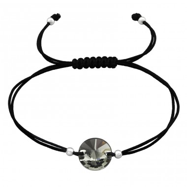 Crystal Round adjustable - Nylon Cord + 925 Sterling Silver Bracelets With Cords A4S45171
