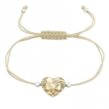 Verstellbares großes Herz - Nylonschnur + 925er Sterlingsilber-Kordelarmbänder A4S45174