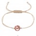 Big pink round crystal - Nylon Cord + 925 Sterling Silver Bracelets With Cords A4S45175
