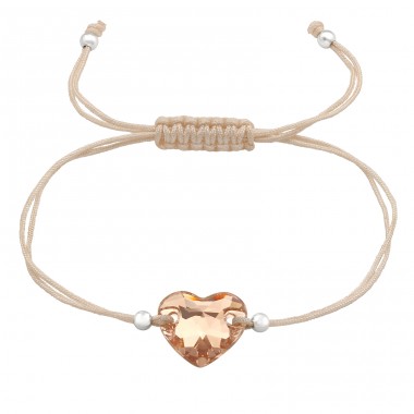 Big Crystal Heart - Nylon Cord + 925 Sterling Silver Bracelets With Cords A4S45176