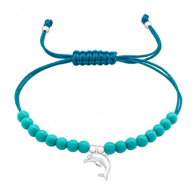 Dolphin - Nylon Cord + 925 Sterling Silver Bracelets with cords A4S45722