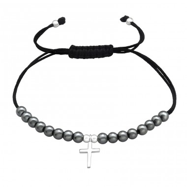 Cross - Nylon Cord + 925 Sterling Silver Bracelets with cords A4S45725