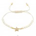 Golden Starfish with Zirconia & Pearls - 925 Sterling Silver + Nylon Cord Bracelets With Cords A4S45728