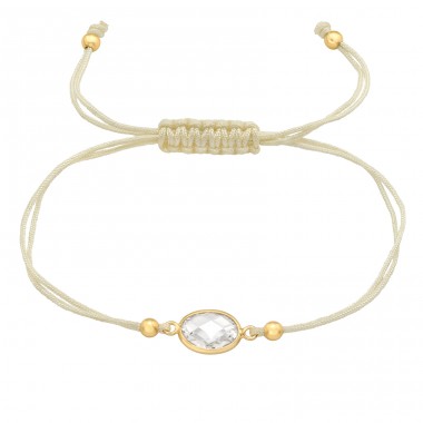 Oval adjustable Gold plated  - Nylon Cord + 925 Sterling Silver Corded Bracelets A4S46076