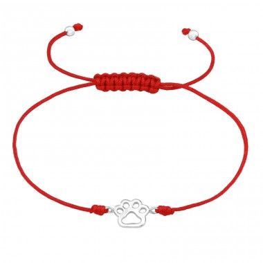 Pfotenabdruck in der Größe verstellbar - Nylonschnur + 925Er Silber Armbänder Mit Kordeln A4S47500