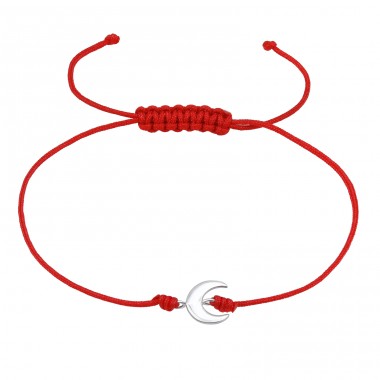 Crescent Moon adjustable with red cord - 925 Sterling Silver + Nylon Cord Bracelets With Cords A4S47502