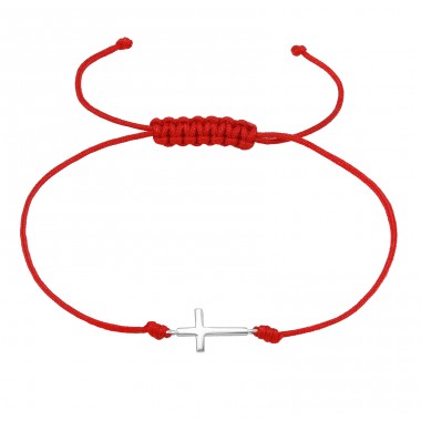 Cross with adjustable red cord - 925 Sterling Silver + Nylon Cord Bracelets With Cords A4S47503