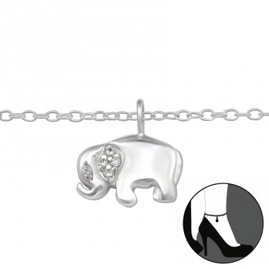 Silberner Elefant - 925er Silber Fußkettchen-Schmuck  A4S29967