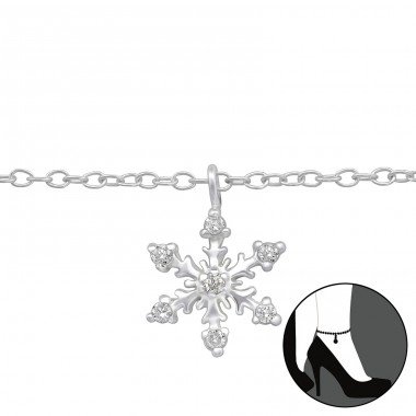 Snowflake - 925 Sterling Silver Anklets for foot A4S29969