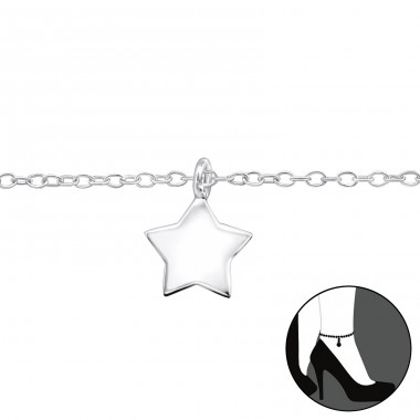 Star - 925 Sterling Silver Anklets for foot A4S31576
