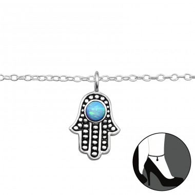 Hamsa s opálom - Šperkové Striebro 925 Retiazky Na Nohu A4S42773